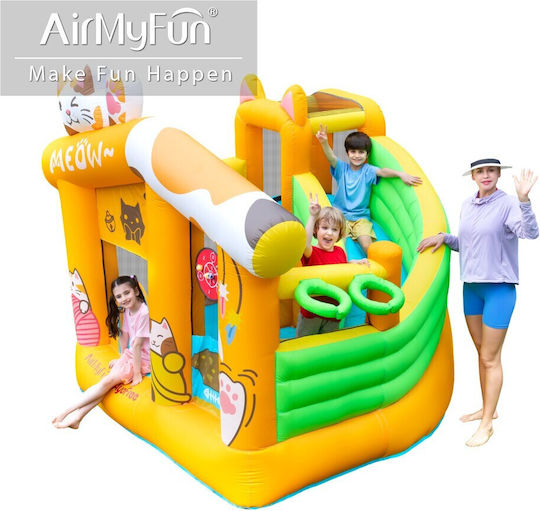 Fun Baby Inflatable Cat with Trampoline and Slide for Ages 3+