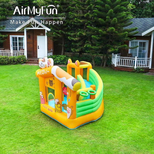 Fun Baby Inflatable Cat with Trampoline and Slide for Ages 3+