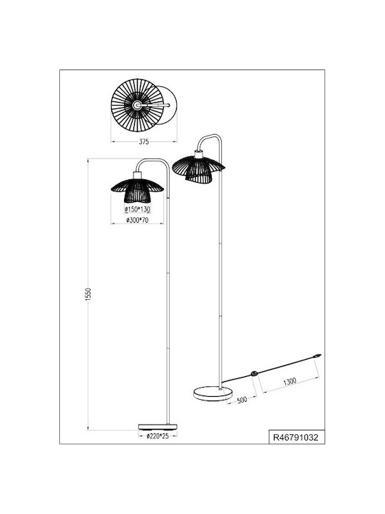 Trio Lighting Φωτιστικό Δαπέδου Μαύρο Trio Lighting Φωτιστικό Δαπέδου Μαύρο
