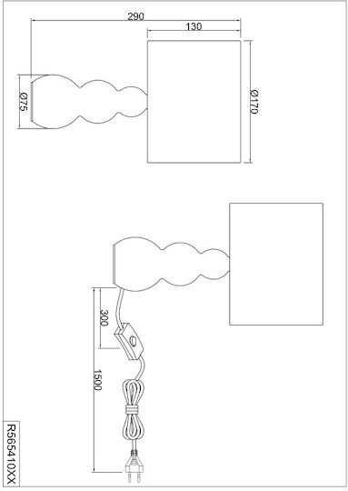 Trio Lighting Κεραμικό Πορτατίφ με Ασημί Καπέλο και Βάση
