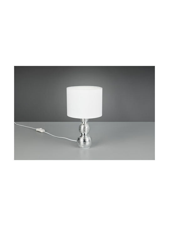 Trio Lighting Κεραμικό Πορτατίφ με Ασημί Καπέλο και Βάση