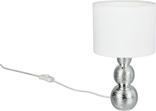 Trio Lighting Κεραμικό Πορτατίφ με Ασημί Καπέλο και Βάση