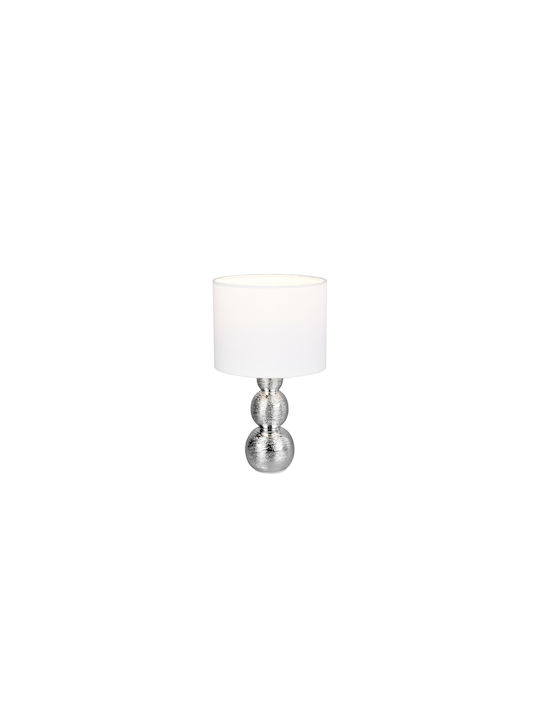Trio Lighting Κεραμικό Πορτατίφ με Ασημί Καπέλο και Βάση