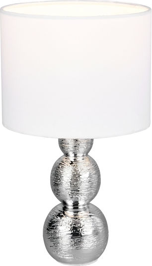Trio Lighting Κεραμικό Πορτατίφ με Ασημί Καπέλο και Βάση
