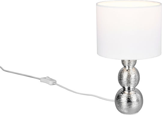Trio Lighting Κεραμικό Πορτατίφ με Ασημί Καπέλο και Βάση