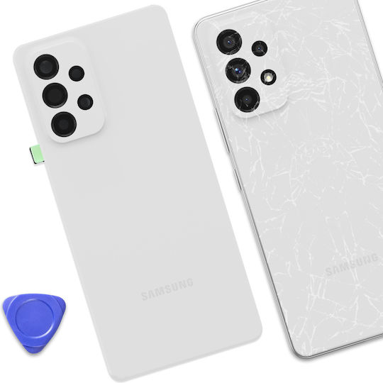 Clappio Ersatzabdeckung Für Galaxy A53 Mit Integriertem Kleber Weiß