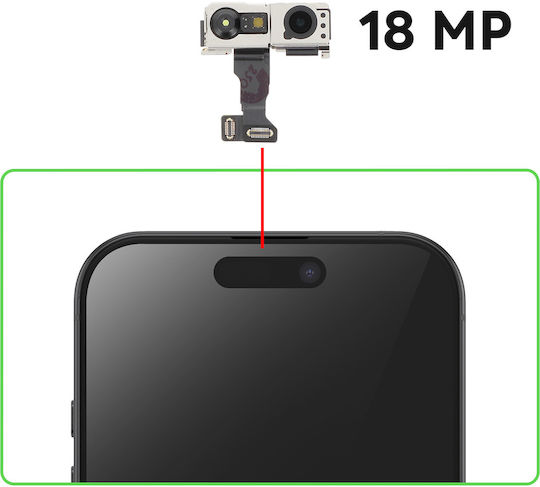 Clappio 18MP Предна Камера Iphone 17 Инфрачервени Сензори Черен Сребърен