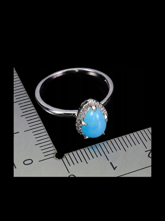 925 Silver Delicate Ring Turquoise Zircon Size 17 925 Silver Delicate Ring Turquoise Zircon Size 17