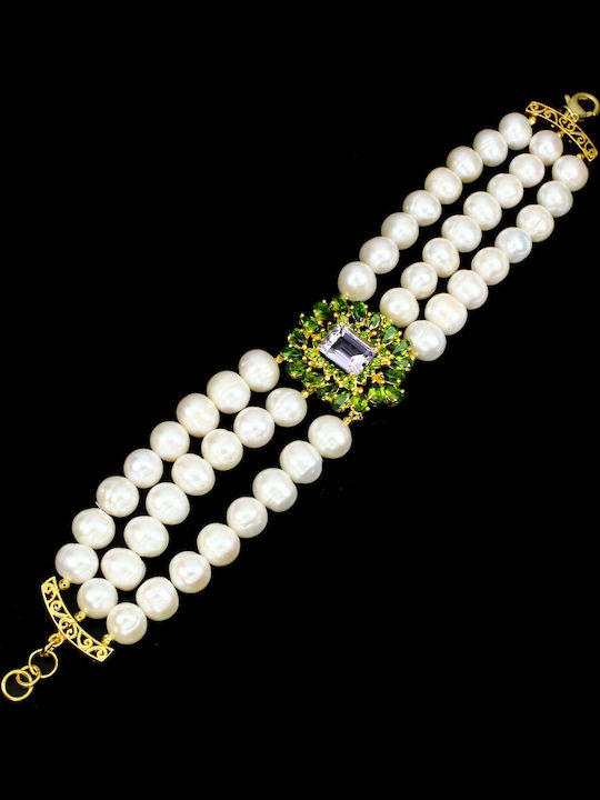 Bracelet Natural Amethyst Pearls Diopside 925 2 Bracelet Natural Amethyst Pearls Diopside 925 2