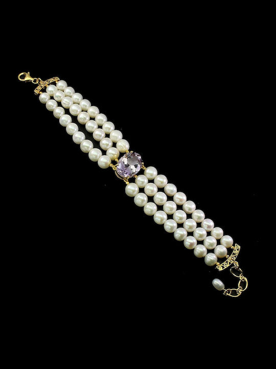 Atemberaubendes Armband Natürlicher Amethyst Perlen 925
