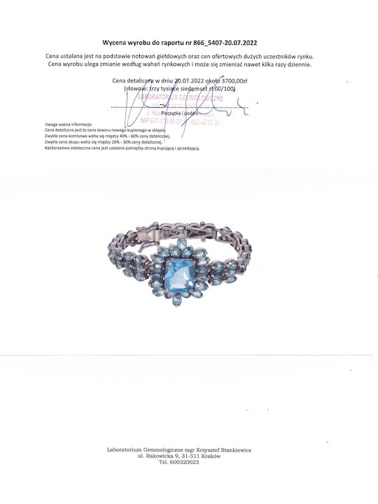 Brățară Argint Cu Zircon Și Topaz 1 Certificat