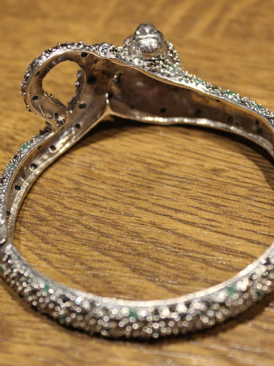 925 Bracelet Tiger Emeralds Rubies Marcasites