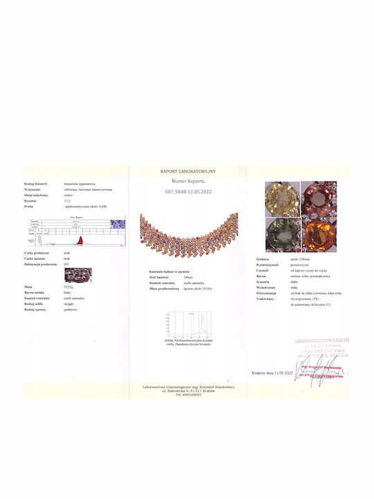 Silver Bracelet Natural Sapphires Certificate