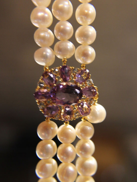 Natural Pearl Amethyst Bracelet Beautiful 925