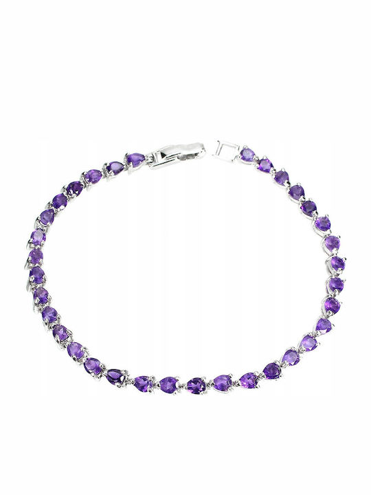 925 Silver Bracelet Natural Amethysts Beautiful