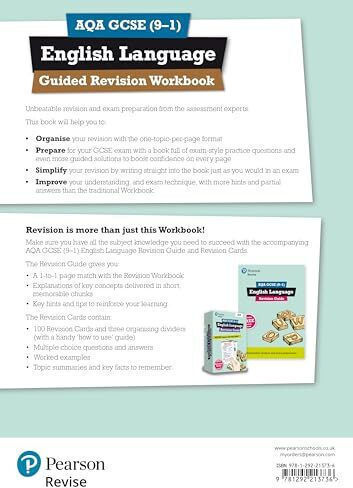 Pearson Revise Aqa Gcse English Language Guided Revision Workbook: - For 2025, 2026 Exams: For The 2015 Specification (revise Aqa Gcse English 2015): For The 9-1 Exams