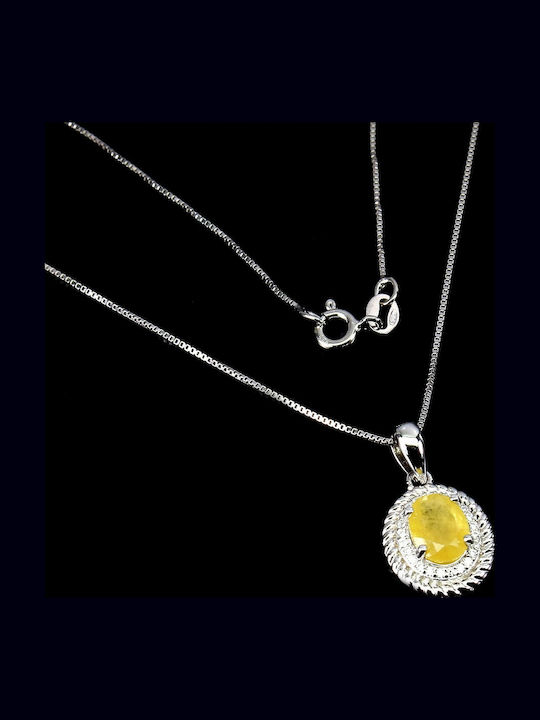 925 Necklace Zircon Silver Yellow Natural Sapphire