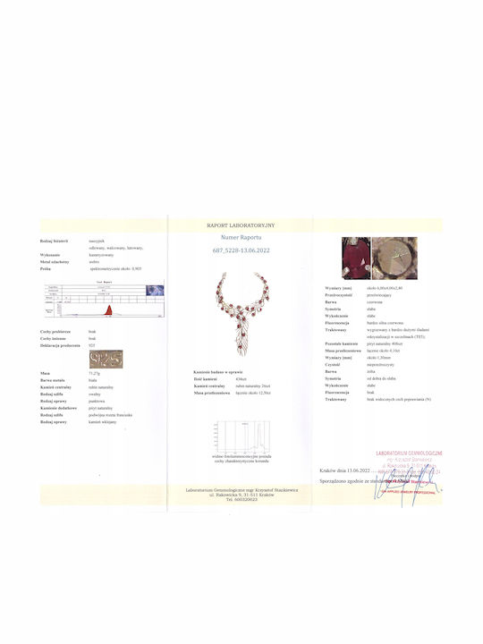 Beautiful Ruby Marcasite Necklace Certificate Beautiful Ruby Marcasite Necklace Certificate