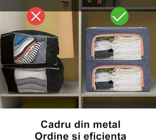Alista Home Υφασμάτινο Κουτί Αποθήκευσης για Κουβέρτα/Πάπλωμα / Ρούχα σε Μπλε Χρώμα 50x40x33cm