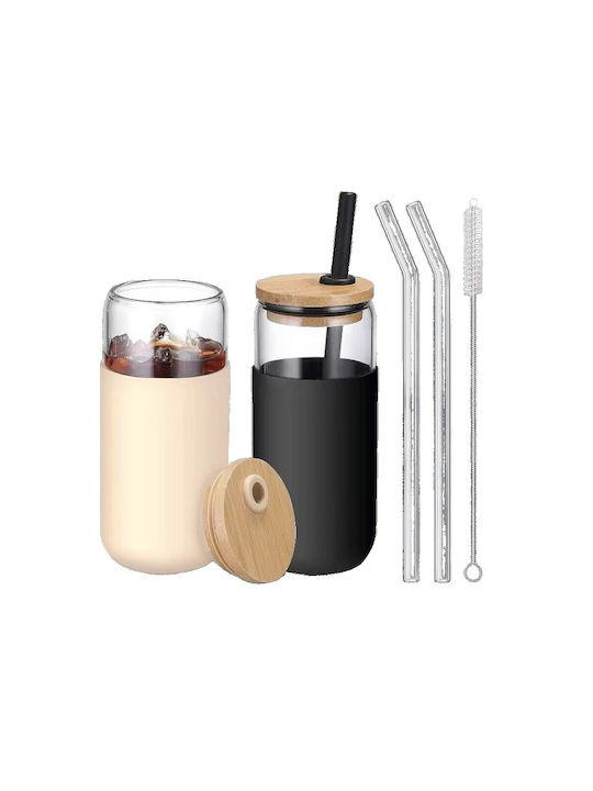 Alista Home Set Pahare Din Sticlă Cu Pai 500ml 2 Bucăți