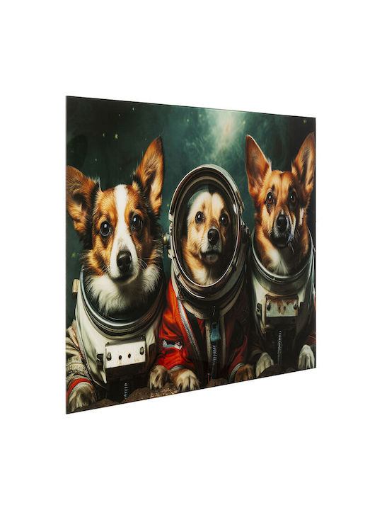 Glas Gemälde Astronauten Hunde 80x60cm