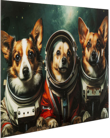 Glass Picture Astronauts Dogs 80x60cm
