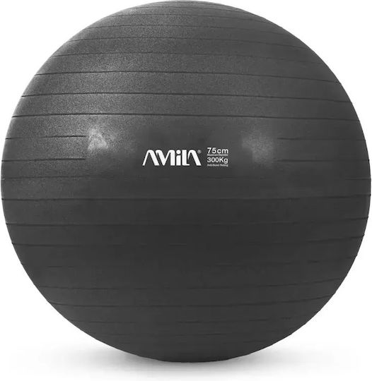 AMILA Μπάλα Pilates 75cm σε Μαύρο Χρώμα