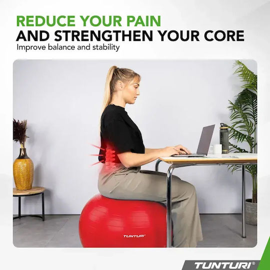 Tunturi Μπάλα Pilates 90cm σε Κόκκινο Χρώμα