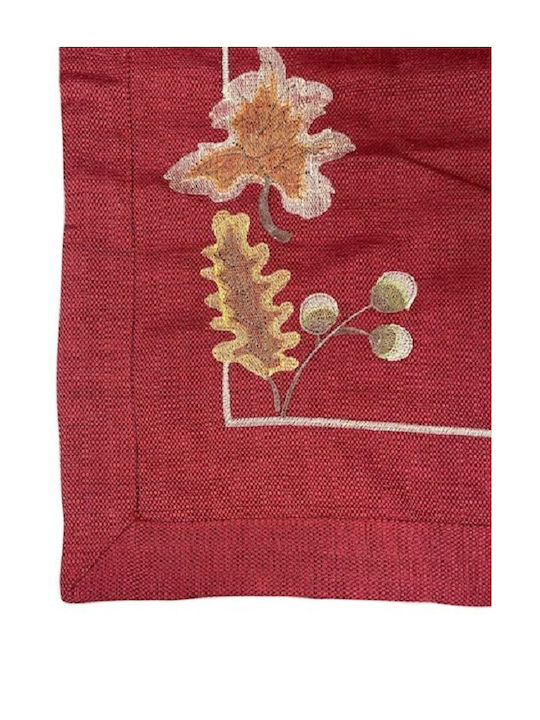 Checkered Tablecloth with Embroidery Burgundy 90x90cm
