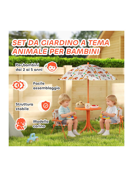 Kids Table Set with Chairs Made of Orange Plastic Aiyaplay