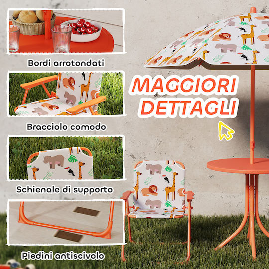 Set Masă pentru Copii cu Scaune din Plastic Portocaliu Aiyaplay