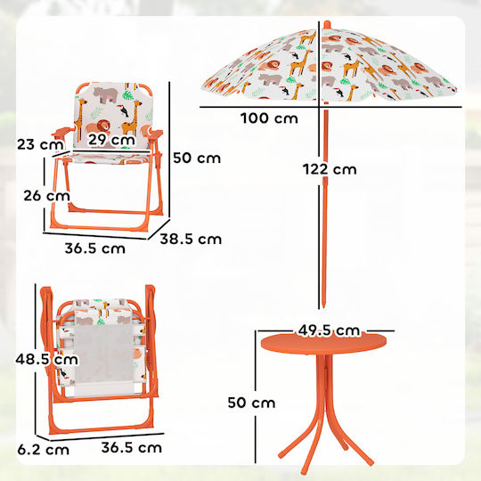 Set Masă pentru Copii cu Scaune din Plastic Portocaliu Aiyaplay