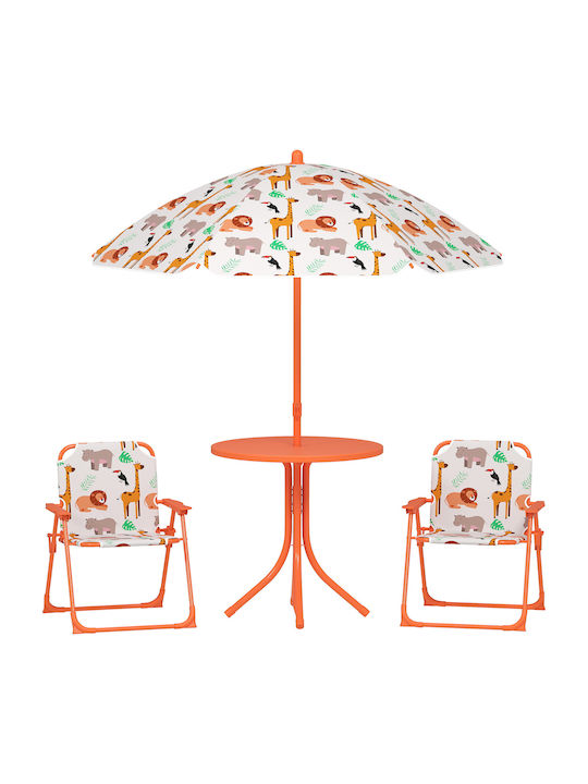 Kids Table Set with Chairs Made of Orange Plastic Aiyaplay