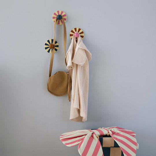Kids Concept Παιδική Κρεμάστρα Μονής Θέσης Ξύλινη Πολύχρωμη 10x10x4.4εκ. 3τμχ