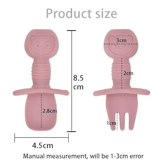 Baby Donkey Baby Löffel & Kinderbesteck Set aus Silikon Rosa 2 Stück
