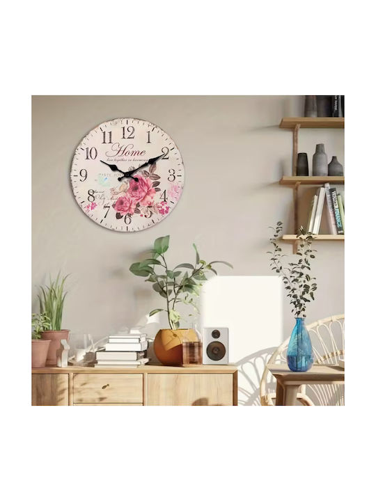 Home Wooden Wall Clock Pink