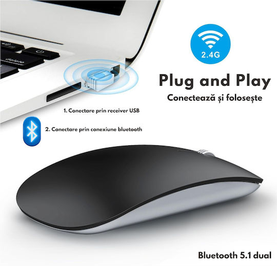Qova Wireless Ergonomic Bluetooth Mouse Black