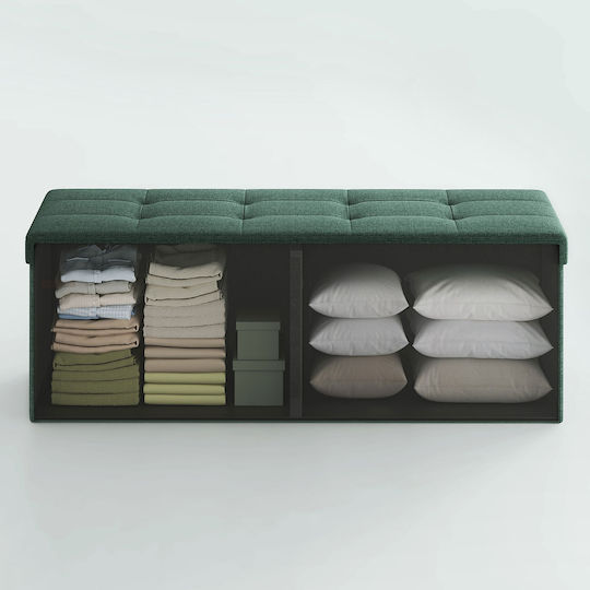Taburet cu Spațiu de Depozitare din Lemn Verde 110x38x38cm