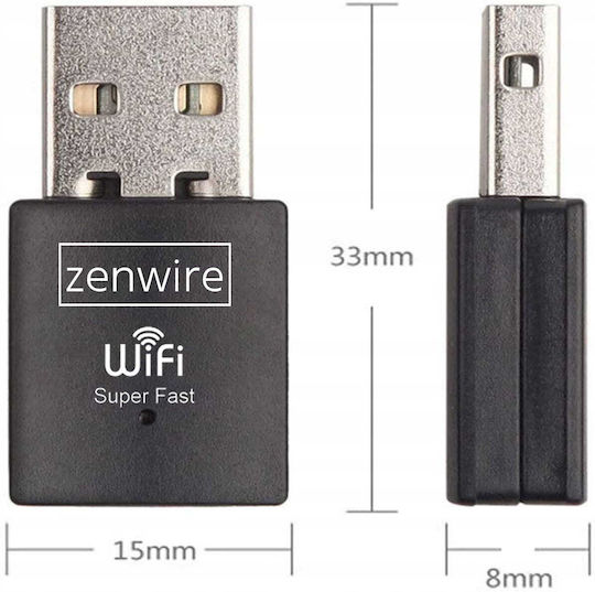 Zenwire 1246123012 Αντάπτορας Δικτύου USB με Ασύρματη Σύνδεση Wi-Fi 600Mbps