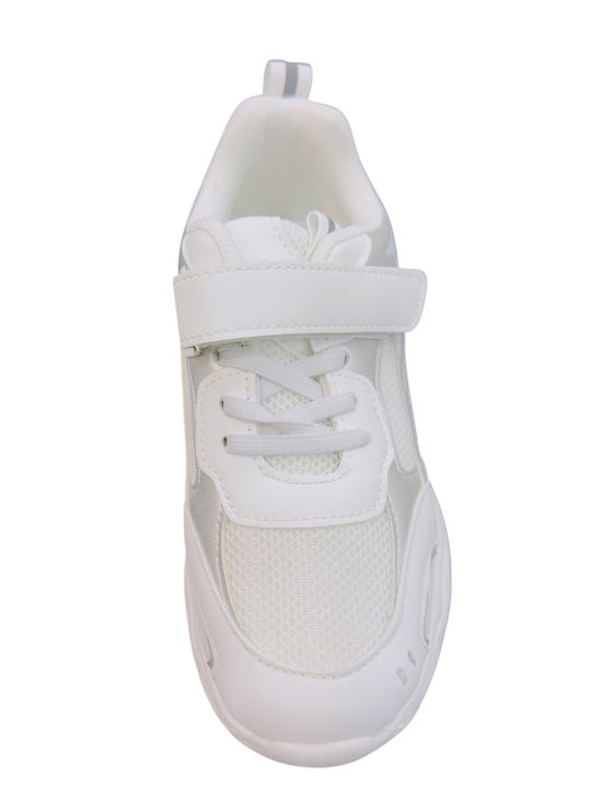 Kids Sneakers with Hoop & Loop Closure White