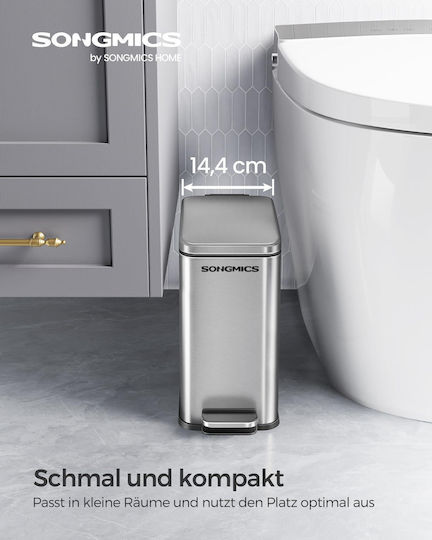 Songmics Inox Bathroom Bin Soft Close 5l Silver