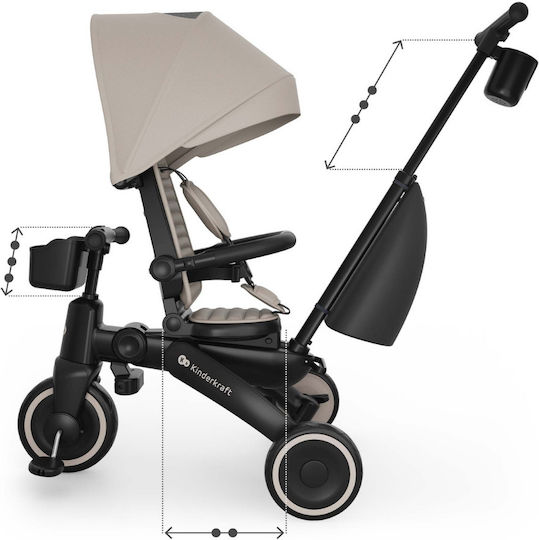 Kinderkraft Jazz 3 Convertible with Parental Handle 5 in 1 for 9 Months Beige