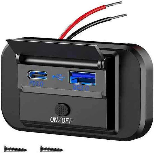 Rchang Încărcător Auto Cu Dublu Port Usb Comutator On Off Usb Qc3.0+pd3.0 W05237 Dual Usb Car Charger On Off Switch