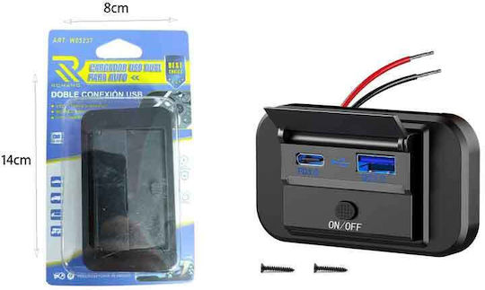 Rchang Încărcător Auto Cu Dublu Port Usb Comutator On Off Usb Qc3.0+pd3.0 W05237 Dual Usb Car Charger On Off Switch