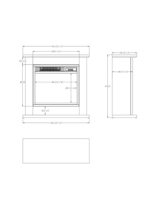 Hitense Floor Electric Fireplace 1350W 64.5x23.5cm White