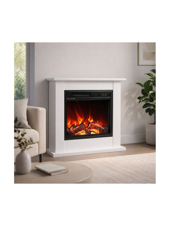 Hitense Floor Electric Fireplace 1350W 64.5x23.5cm White