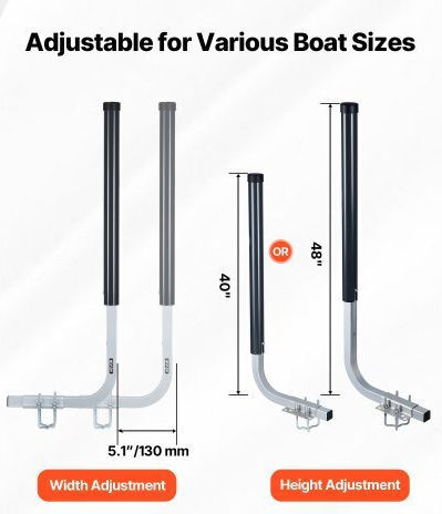 Boat Trailer Guides Vevor Guides Height 1016 Mm/1219 Mm 2 Pieces High Hardness Steel Adjustable Guides Pvc Tubes Ski Boats Compact Fishing Boats Small Sailboats