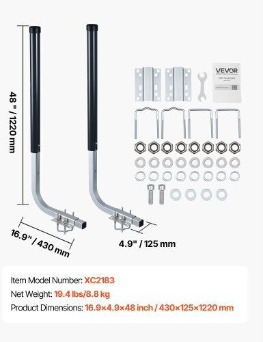Boat Trailer Guides Vevor Guides Height 1016 Mm/1219 Mm 2 Pieces High Hardness Steel Adjustable Guides Pvc Tubes Ski Boats Compact Fishing Boats Small Sailboats