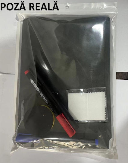 Set Planificator Reutilizabil A5 Pagini Whiteboard Pagini Albe Planificator Șters Uscat 3 Markere 1 Burete 1 Cârpă De Curățare Portabil 24 X 16.5 Cm Copertă Din Piele Neagră