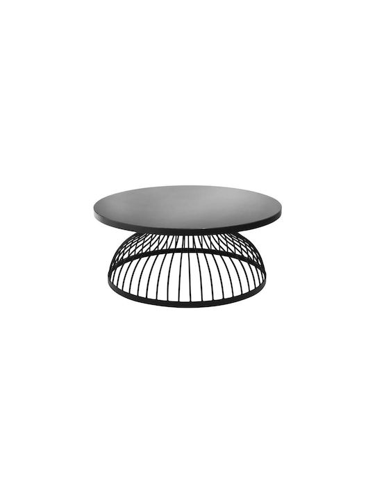 Round Central Coffee Table Glass Black W90xL90xH37.3cm